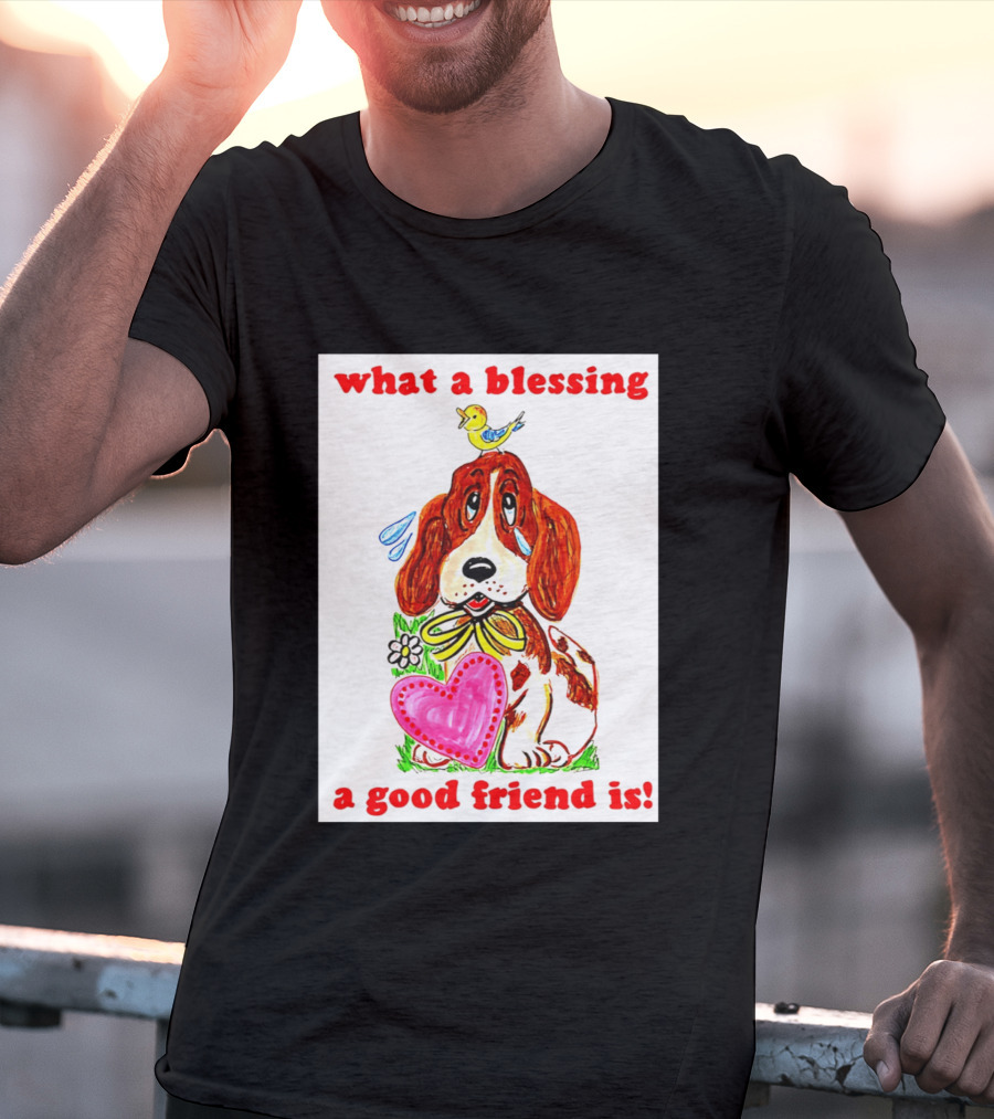 What A Blessing A Good Friend Is Dog And Bird Cartoon T-Shirt