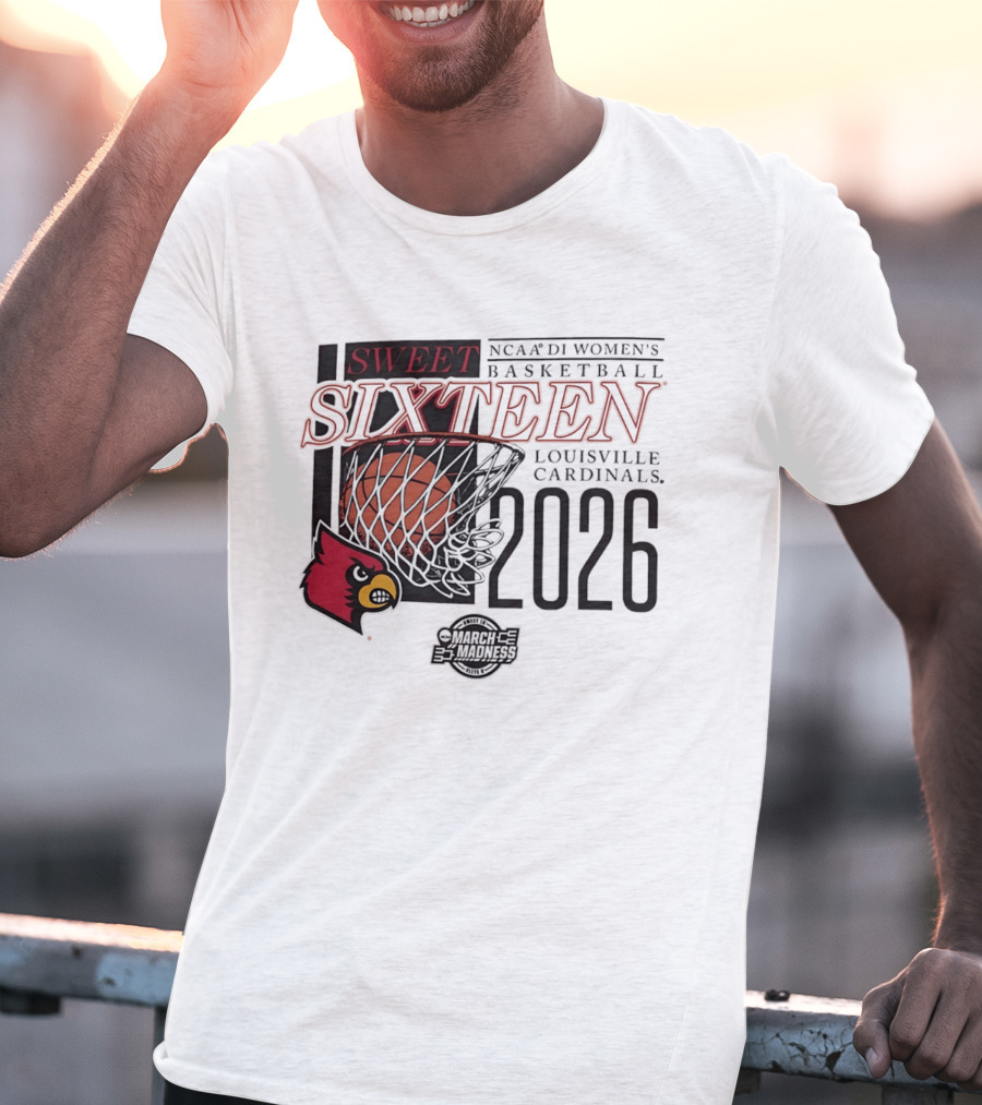 Sweet Sixteen 2026 NCAA DI Women's Basketball Louisville Cardinals College Bounders T-Shirt