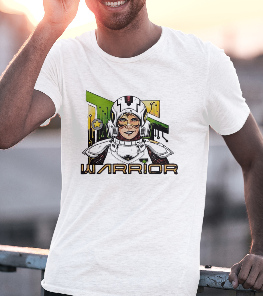 Riza Warrior Sci Fi Cybernetic Soldier With Helmet T-Shirt