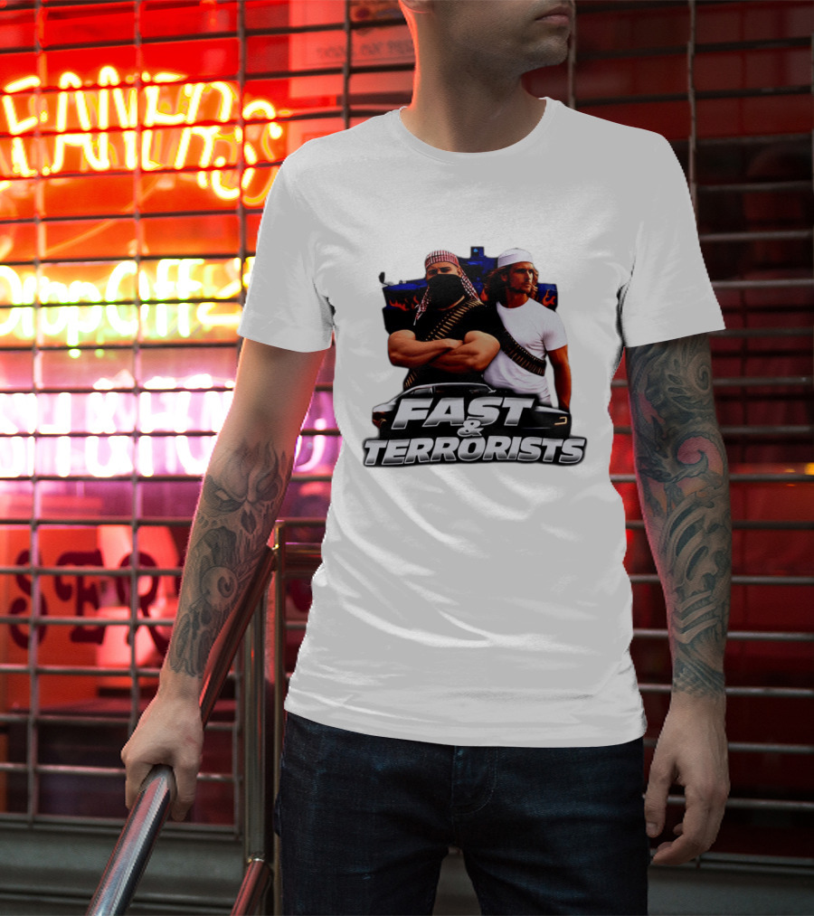 Fast & Terrorists Movie Parody With Muscle Cars And Bandolier T-Shirt