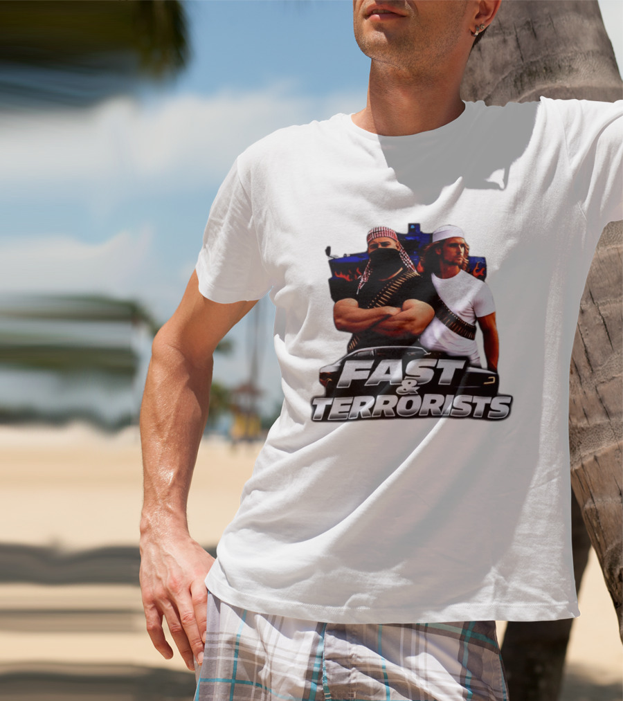 Fast & Terrorists Movie Parody With Muscle Cars And Bandolier T-Shirt