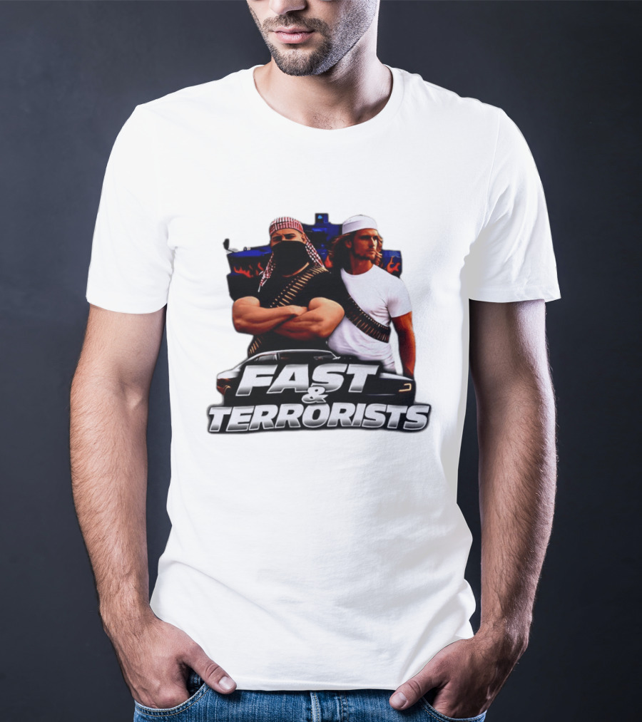 Fast & Terrorists Movie Parody With Muscle Cars And Bandolier T-Shirt