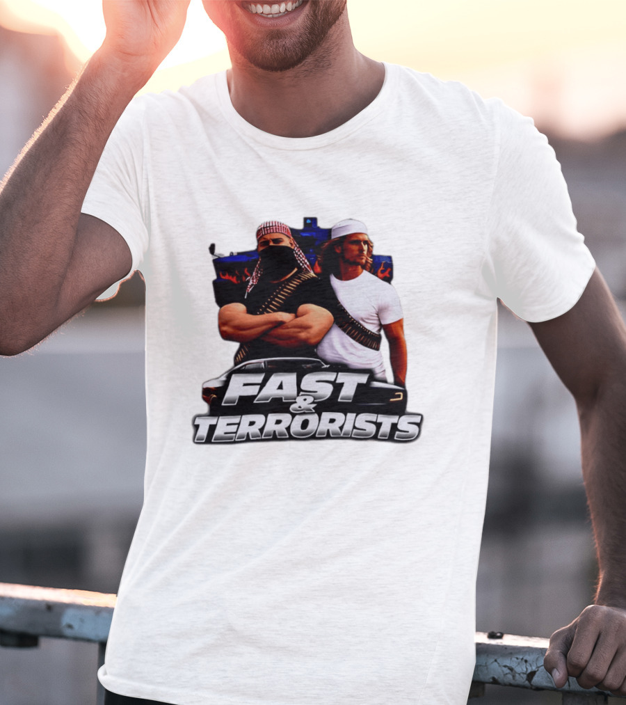 Fast & Terrorists Movie Parody With Muscle Cars And Bandolier T-Shirt
