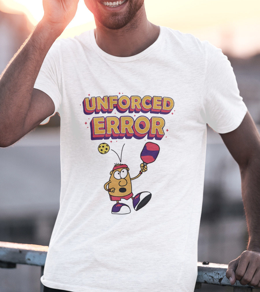 Unforced Error Pickleball Cartoon Paddle Player T-Shirt