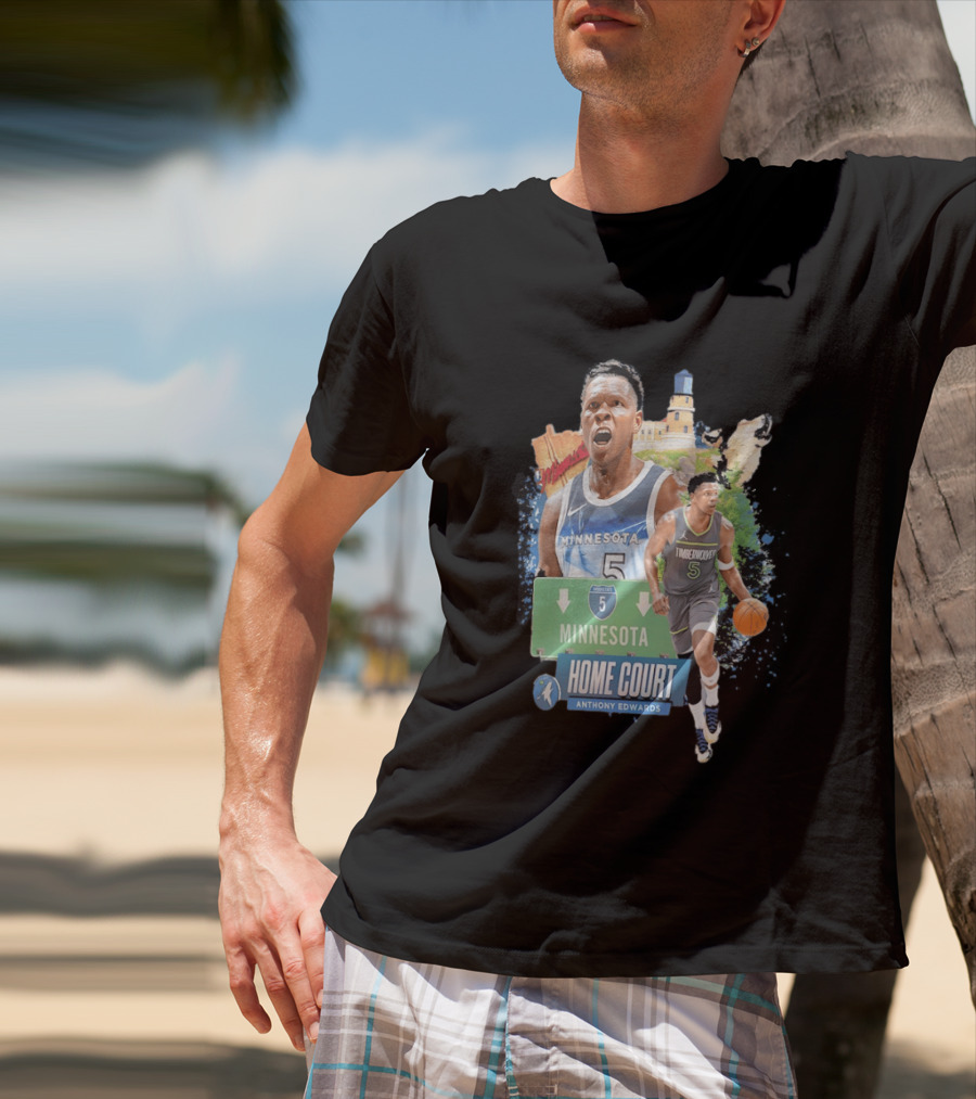Anthony Edwards Minnesota Timberwolves Home Court Basketball Minneapolis T-Shirt