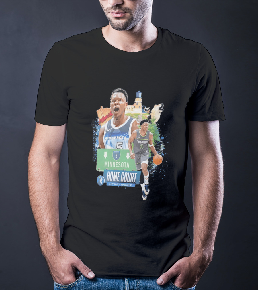 Anthony Edwards Minnesota Timberwolves Home Court Basketball Minneapolis T-Shirt