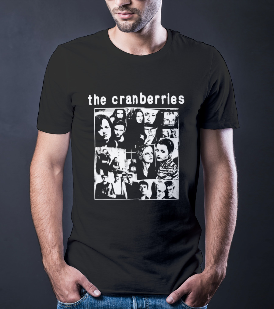 The Cranberries Band Photo Collage White Text Maroon T-Shirt
