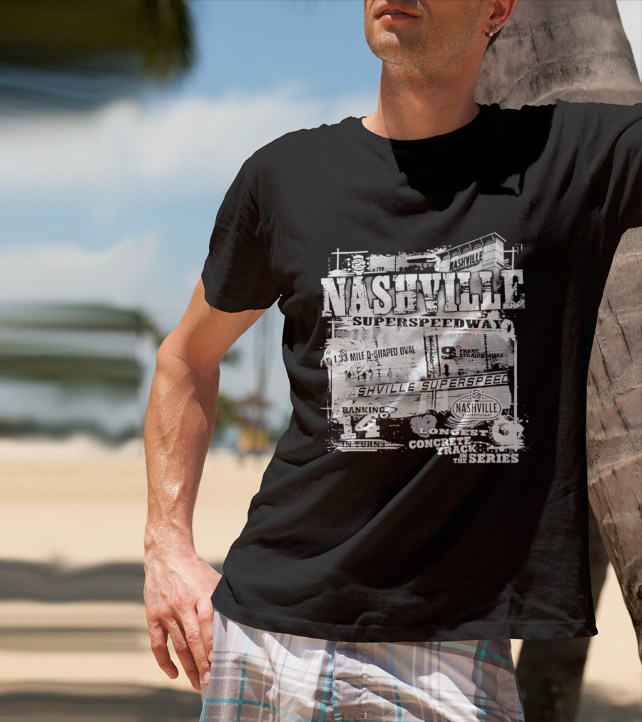 Nashville Superspeedway D Shaped Oval Longest Concrete Track In The Series Racing T-Shirt