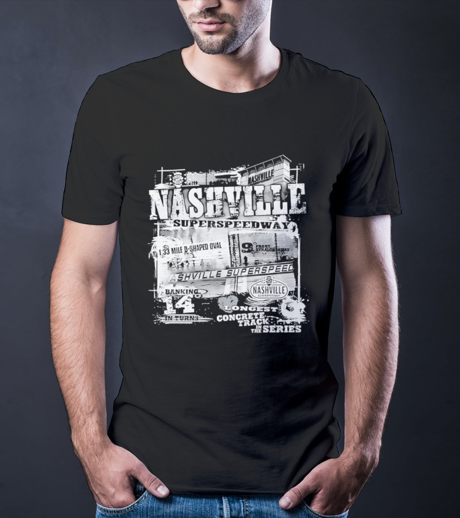 Nashville Superspeedway D Shaped Oval Longest Concrete Track In The Series Racing T-Shirt