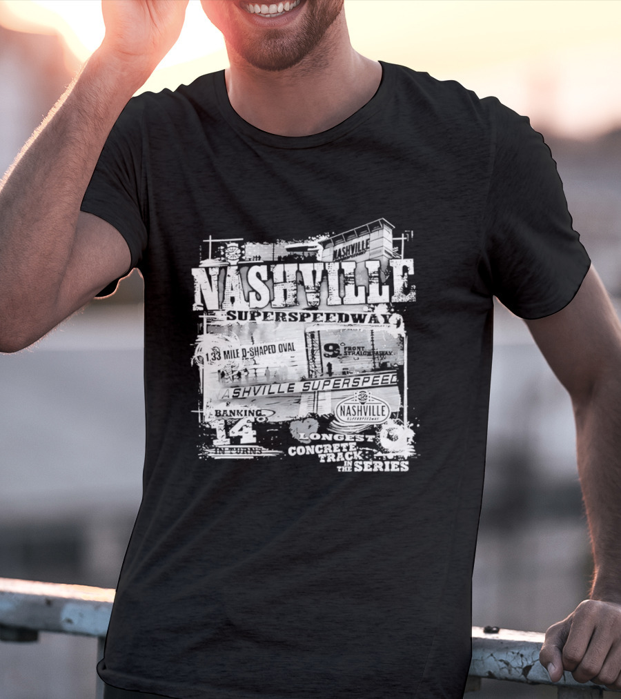 Nashville Superspeedway D Shaped Oval Longest Concrete Track In The Series Racing T-Shirt