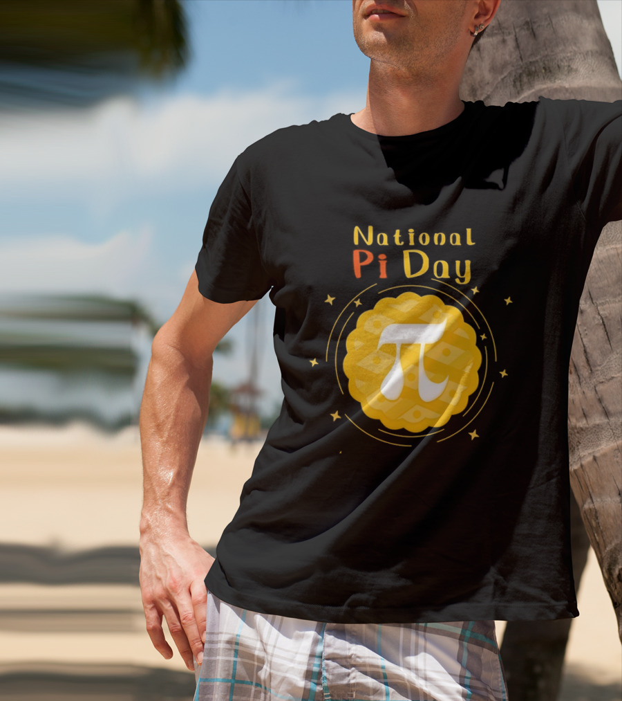 National Pi Day Pie Icon With Stars And Math T-Shirt