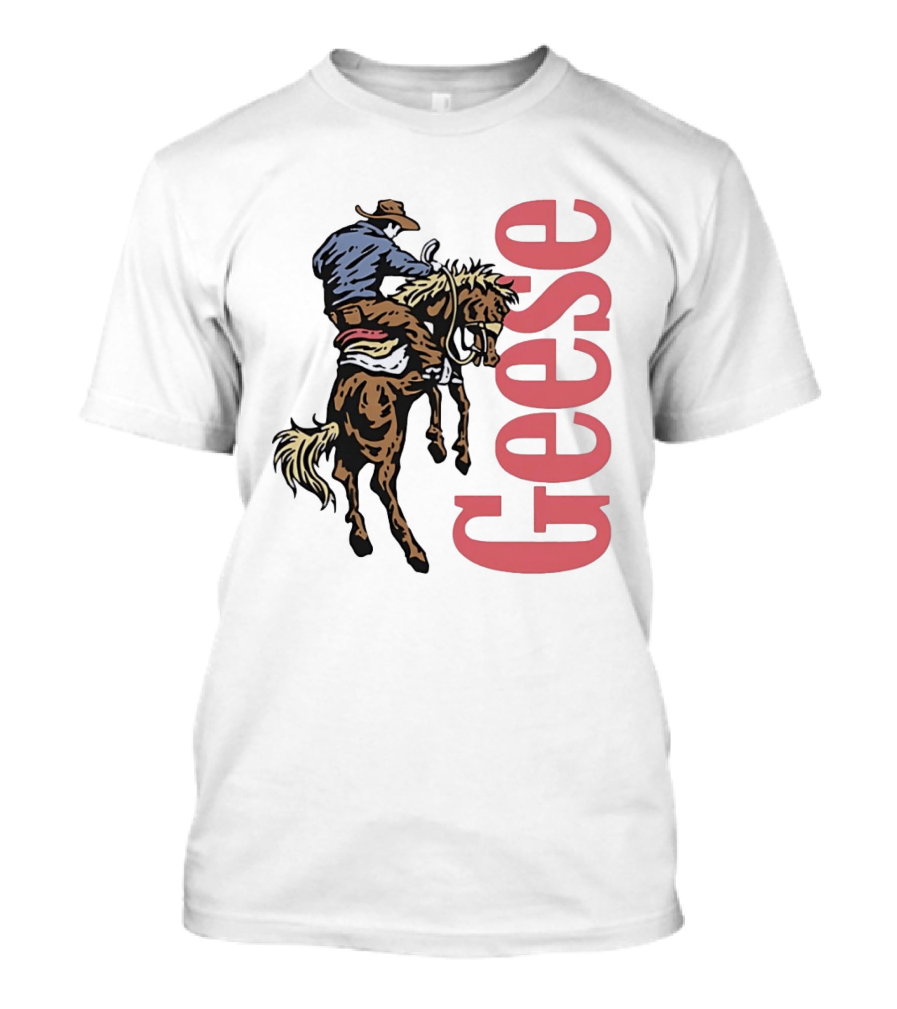 Geese Cowboy Riding Cartoon Adventure T-Shirt