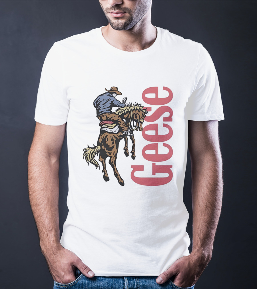 Geese Cowboy Riding Cartoon Adventure T-Shirt