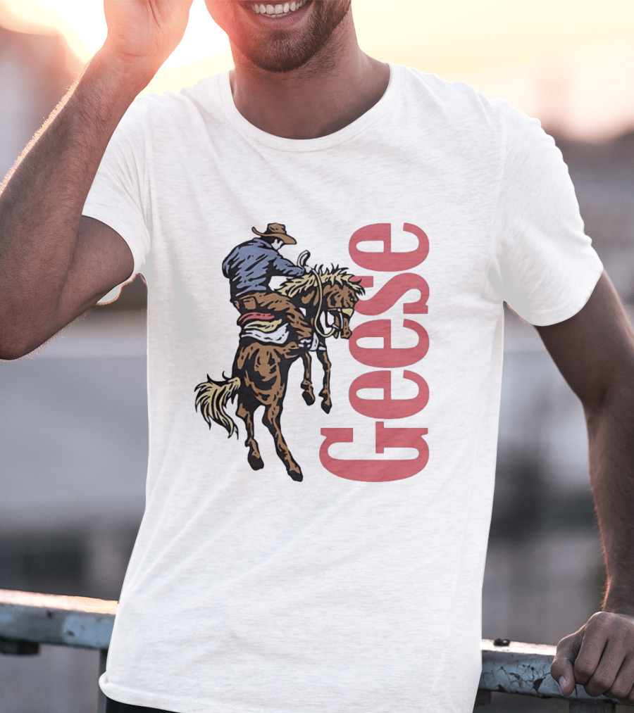Geese Cowboy Riding Cartoon Adventure T-Shirt