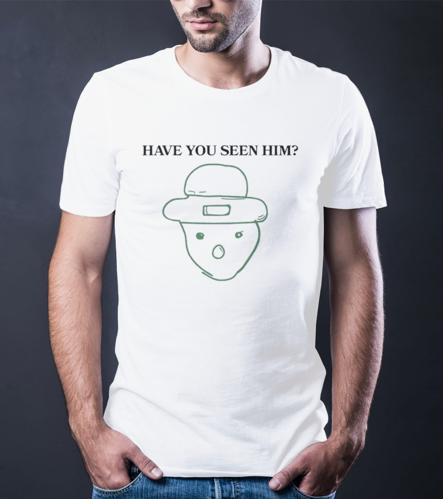 Have You Seen Him Mysterious Cartoon Face With Hat T-Shirt