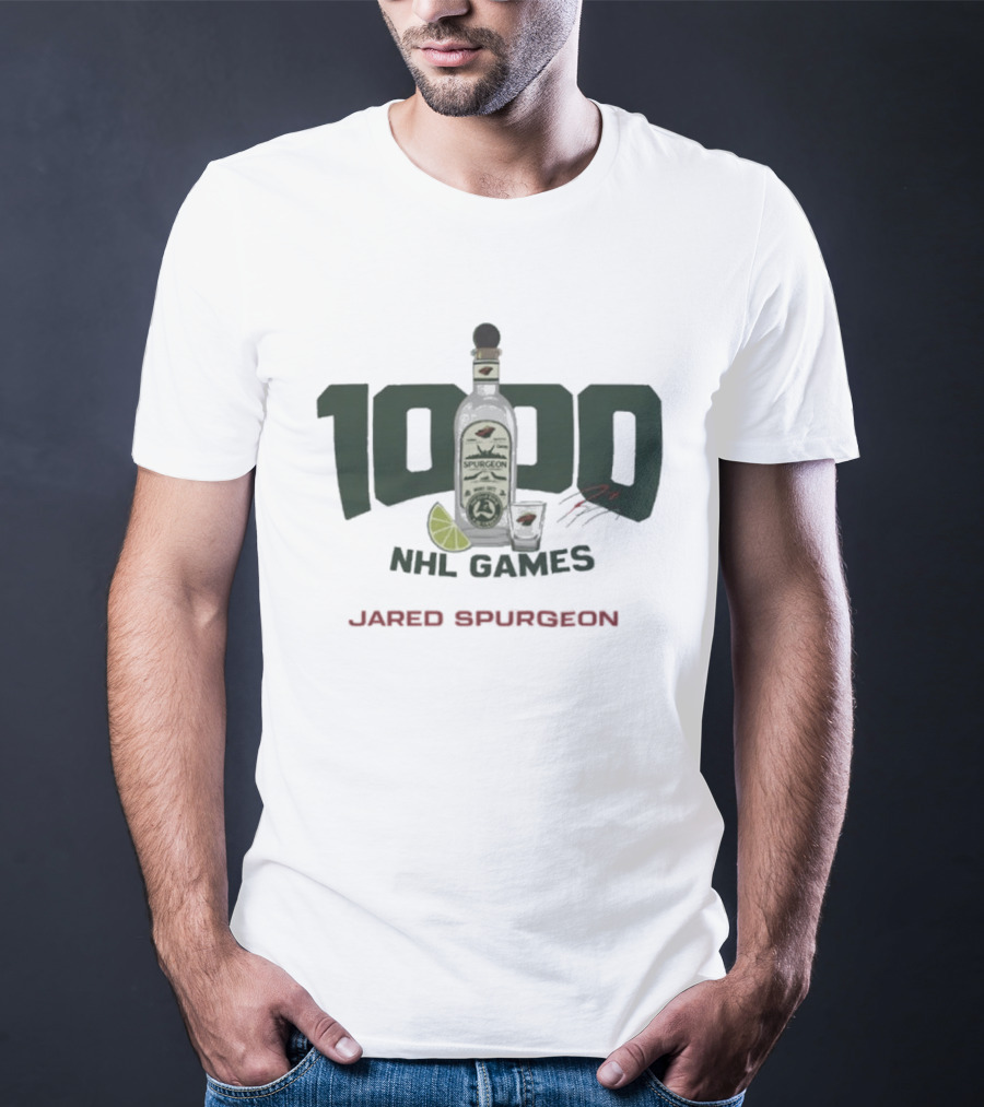 Jared Spurgeon 1000 NHL Games Celebration With Lime And Shot Glass T-Shirt