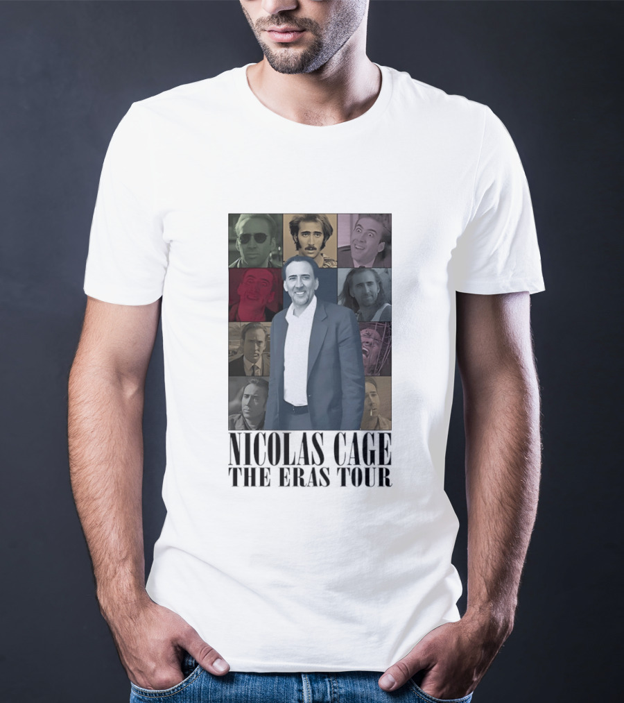 Nicolas Cage The Eras Tour Multicolor Collage T-Shirt