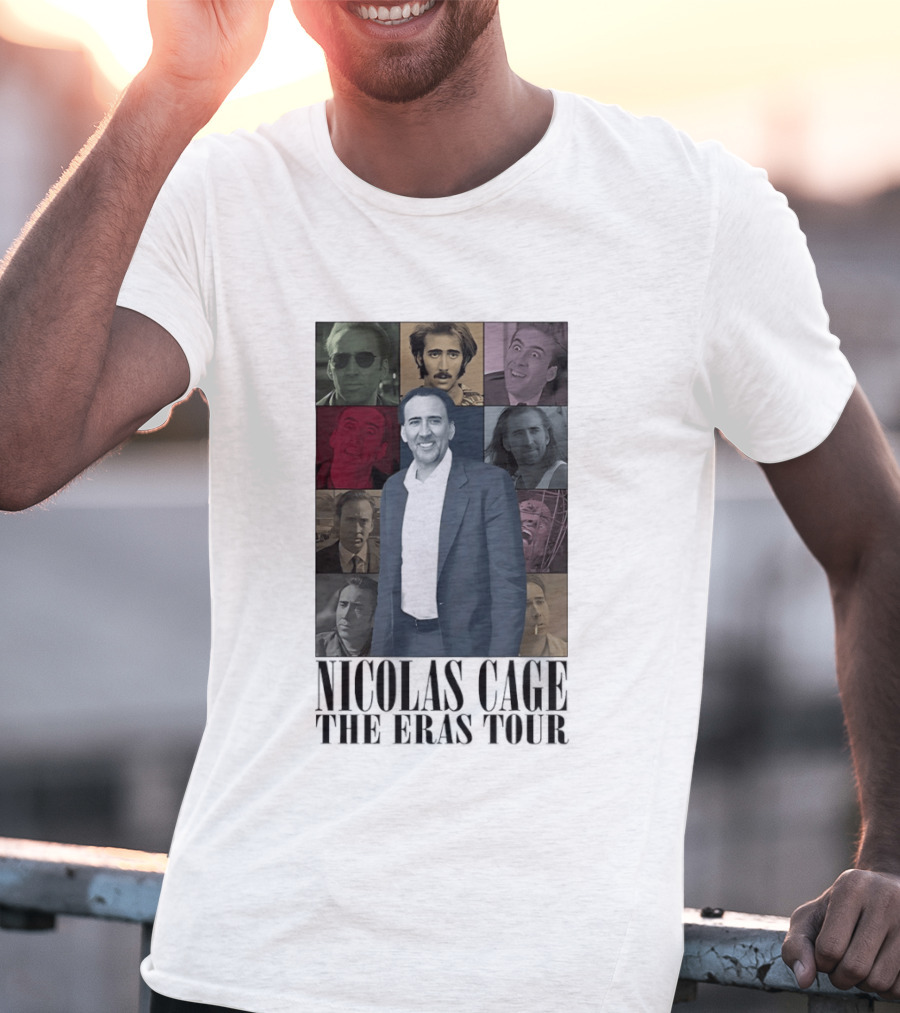 Nicolas Cage The Eras Tour Multicolor Collage T-Shirt