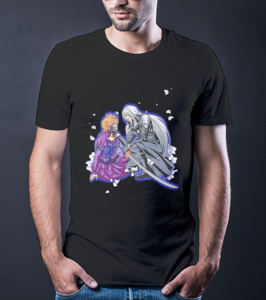 Aerith And Sephiroth Enemy Love Final Fantasy Iconic Characters In Romantic Conflict T-Shirt
