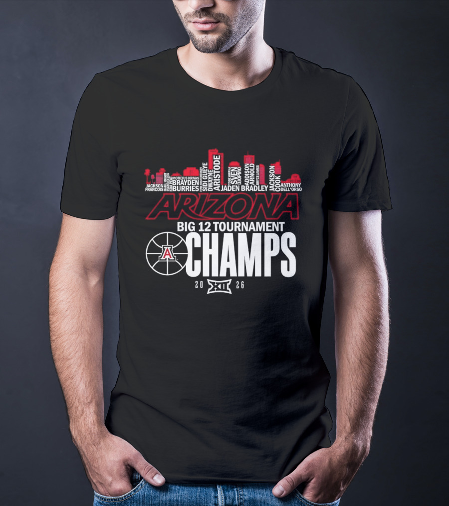 Arizona Wildcats Skyline City Big 12 Tournament Champs 2026 Basketball A T-Shirt