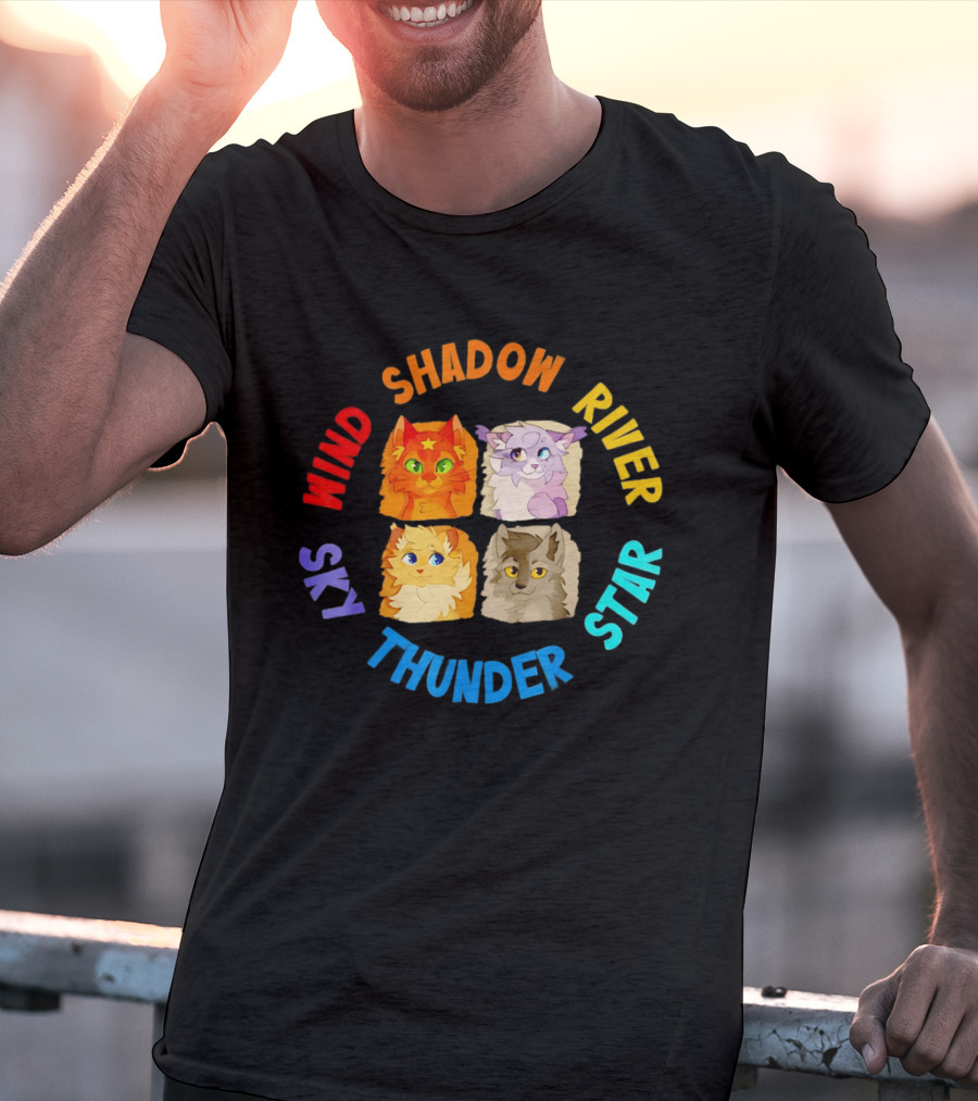 Wind Shadow River Star Thunder Sky Cats T-Shirt
