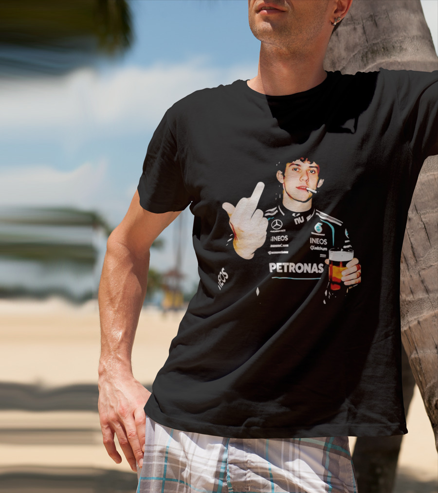 Kimi Antonelli F1 Petronas Mercedes Smoking Beer Middle Finger T-Shirt