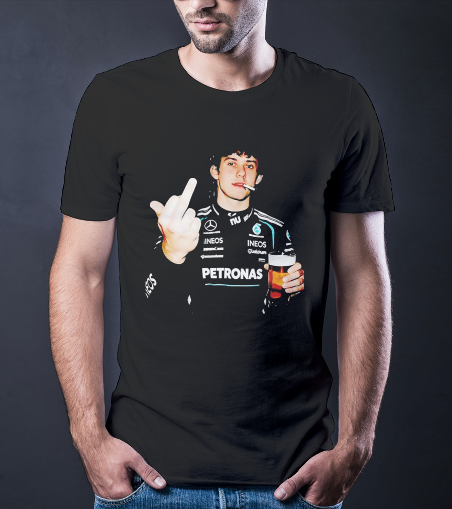 Kimi Antonelli F1 Petronas Mercedes Smoking Beer Middle Finger T-Shirt
