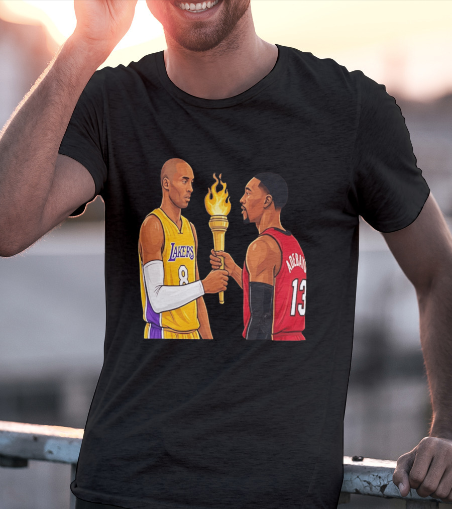 Kobe Lakers Number 8 Passing Torch To Adebayo Number 13 Basketball Moment T-Shirt