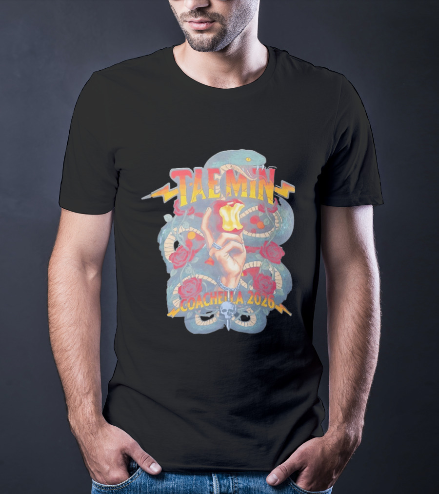 TAEMIN Snake Coachella 2026 Red Rose Lightning Skull T-Shirt