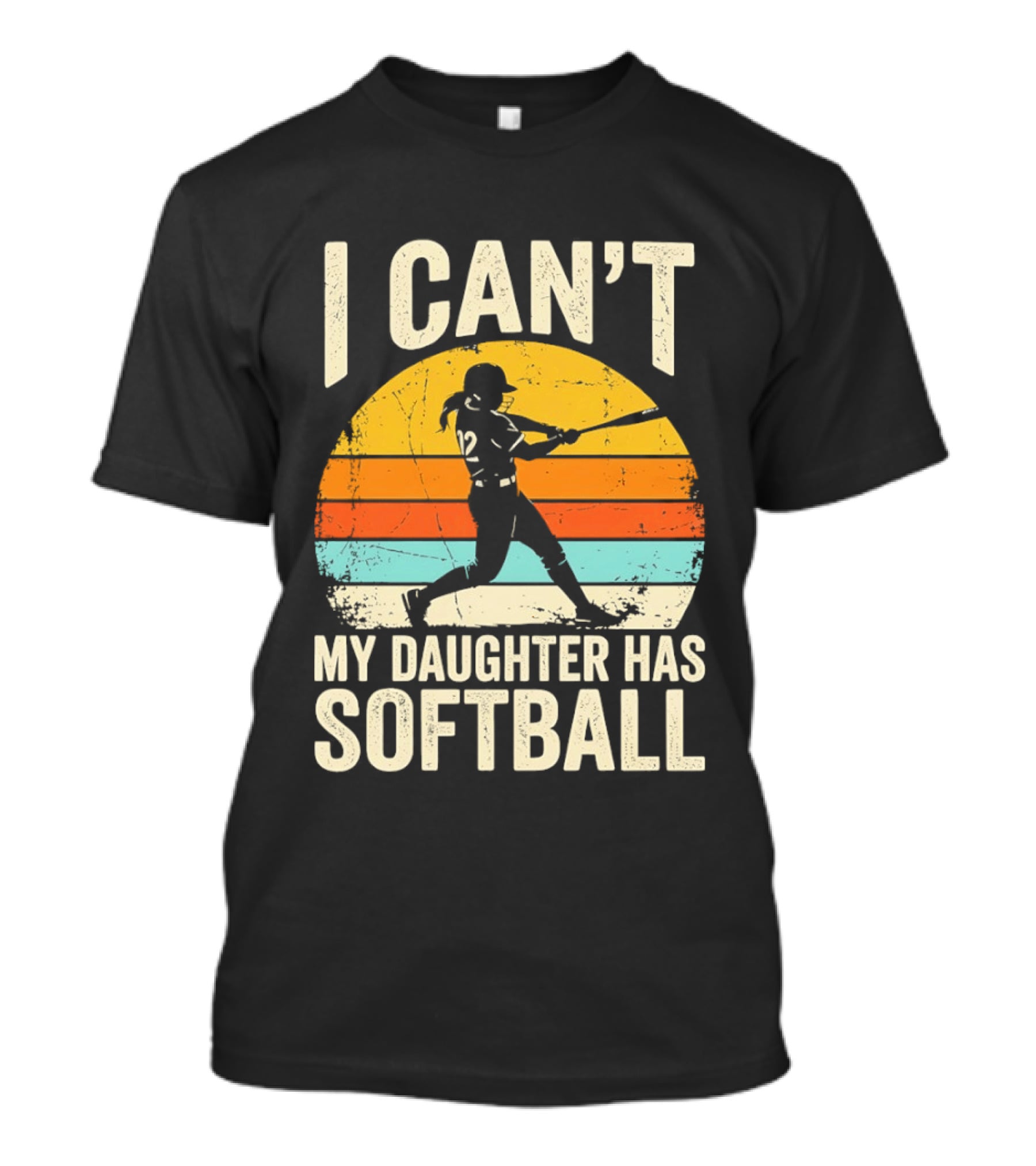 Softball Player 12 I Can't My Daughter Has Softball Sunset T-Shirt