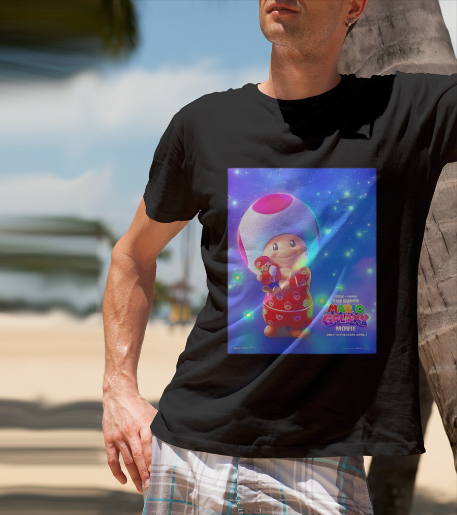 The Super Mario Galaxy Movie Toad Hugging Mario Pajamas Only In Theaters April 1 T-Shirt