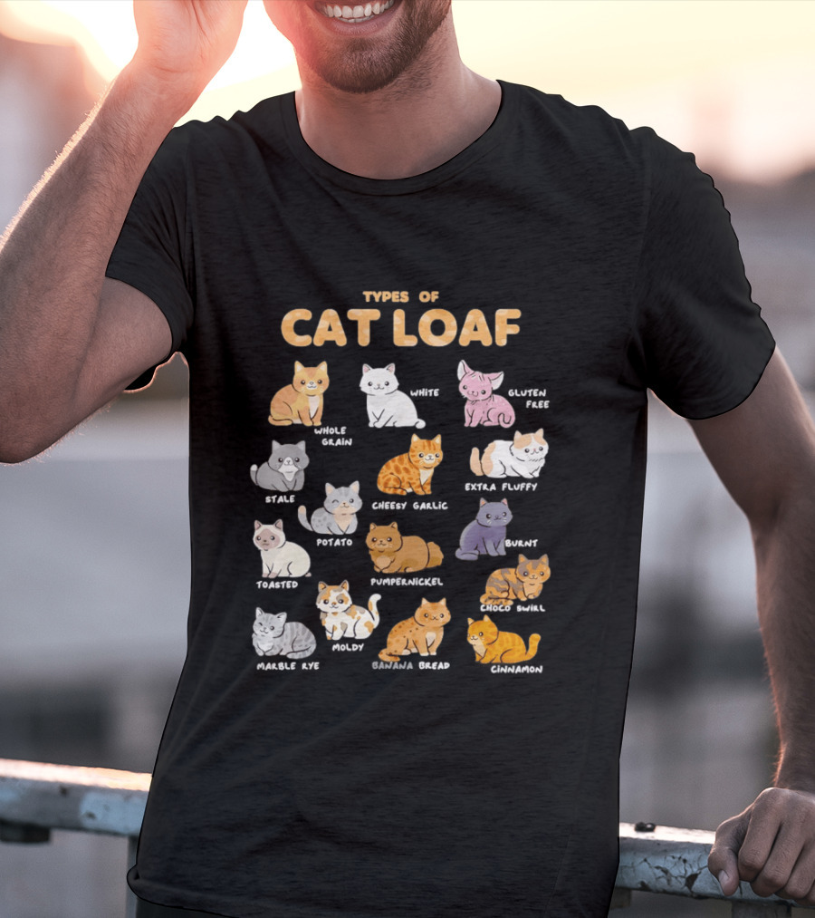 Types Of Cat Loaf Illustrated Cute Feline Varieties T-Shirt