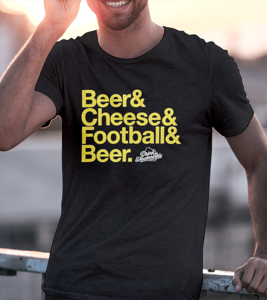 Beer Cheese Football Beer Drink Wisconsibly Packers Fans Game Day T-Shirt