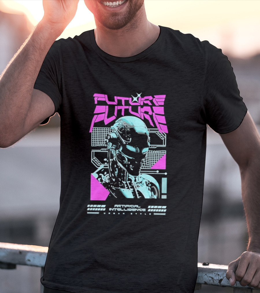 FUTURE FUTURE Cybernetic Robot Head Artificial Intelligence Urban Sci Fi World Cyborg T-Shirt
