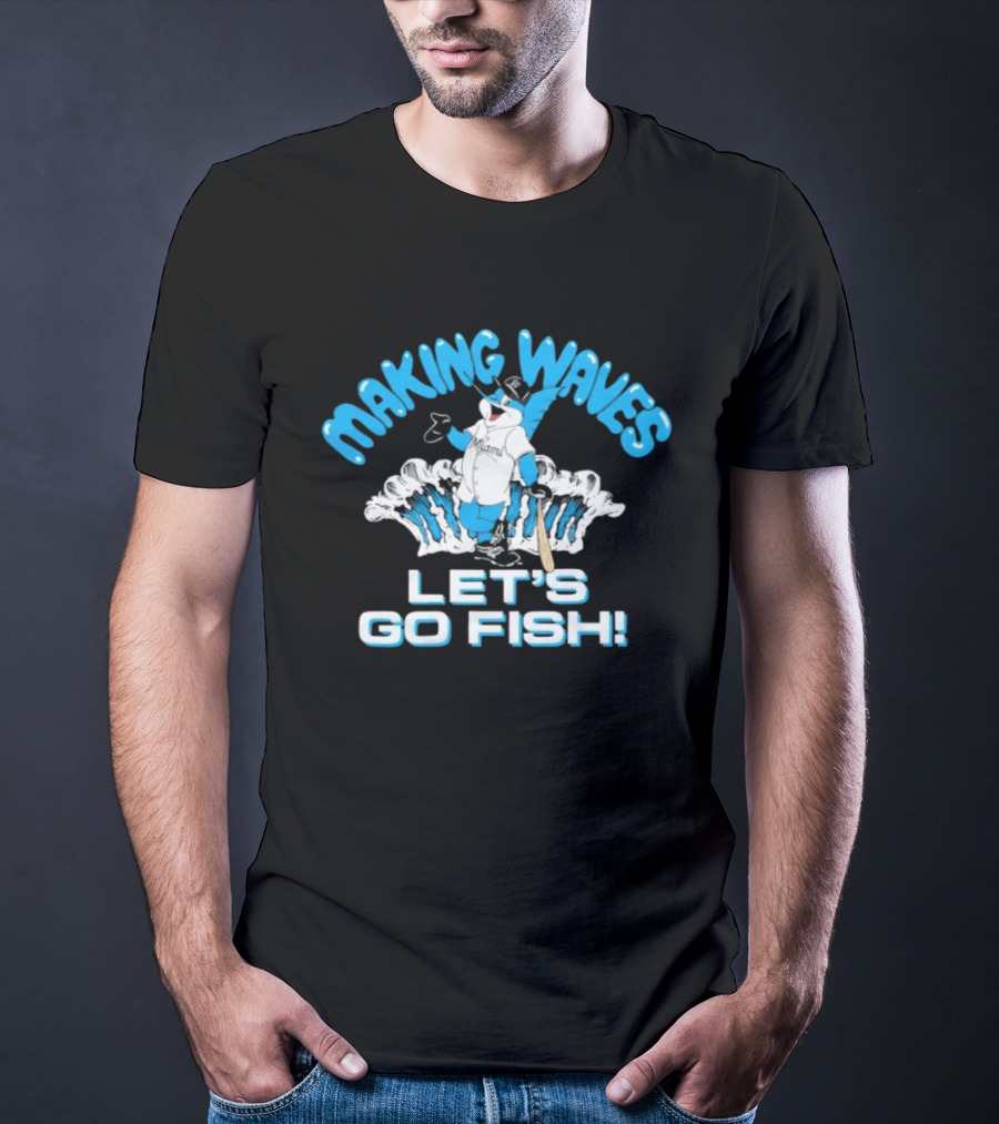 Making Waves Let's Go Fish Billy The Marlin Miami Marlins T-Shirt