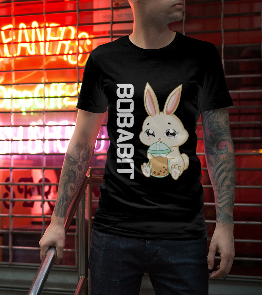 Bobabbit Cute Bunny Drinking Boba Tea T-Shirt