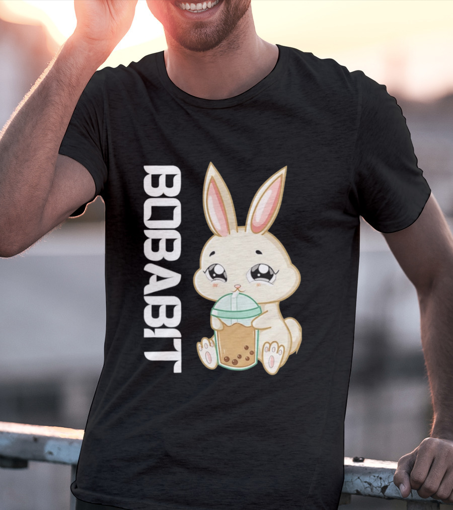 Bobabbit Cute Bunny Drinking Boba Tea T-Shirt