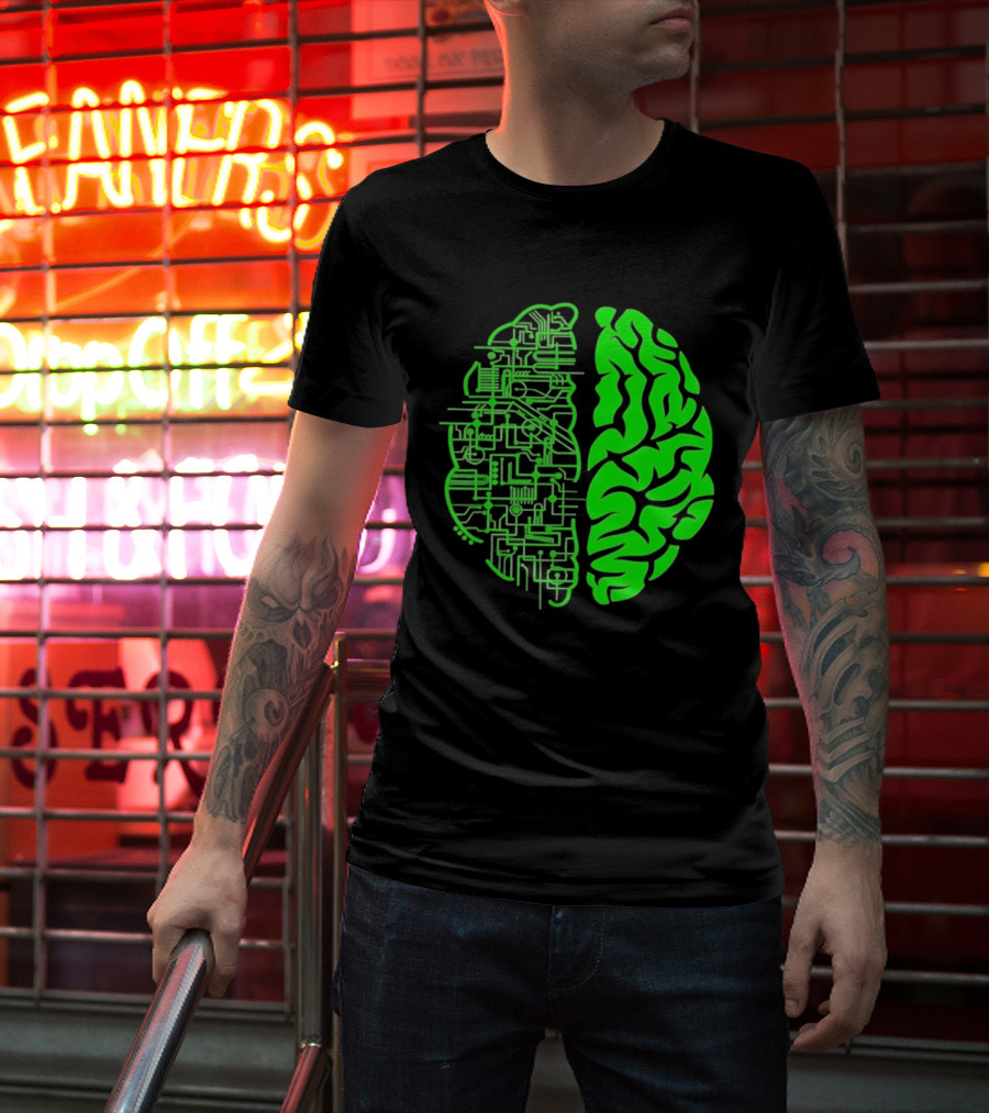 Mind Vs Machine Circuitry Brain Dual Personality T-Shirt