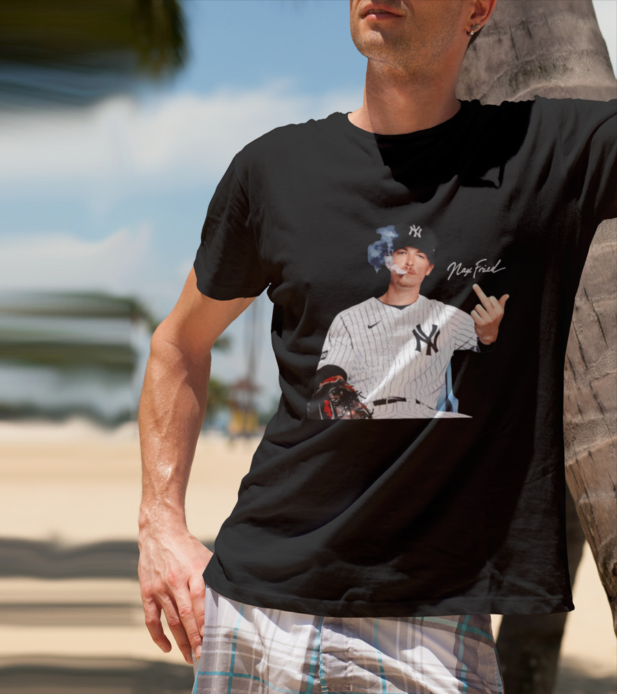 Max Fried New York Yankees Middle Finger Gesture Smoking 2026 T-Shirt