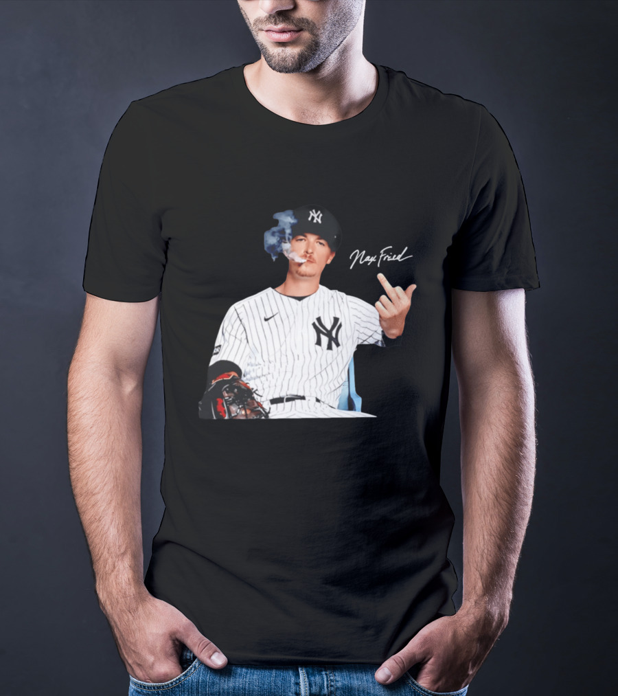 Max Fried New York Yankees Middle Finger Gesture Smoking 2026 T-Shirt