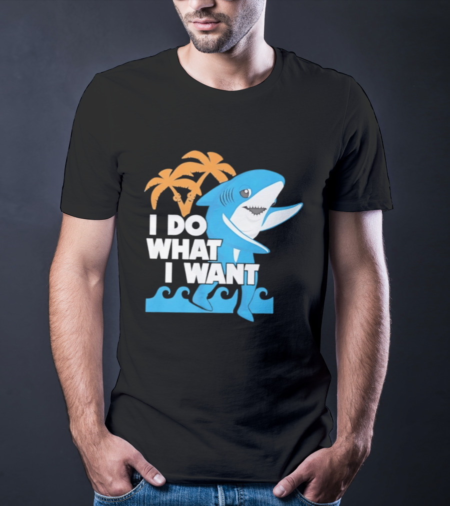 I Do What I Want Shark Palm Tree Sea Waves T-Shirt