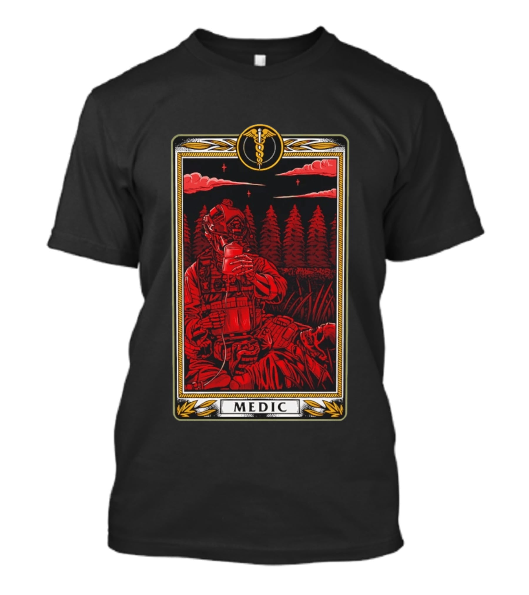 Medic Skeleton Soldier Tactical Card T-Shirt