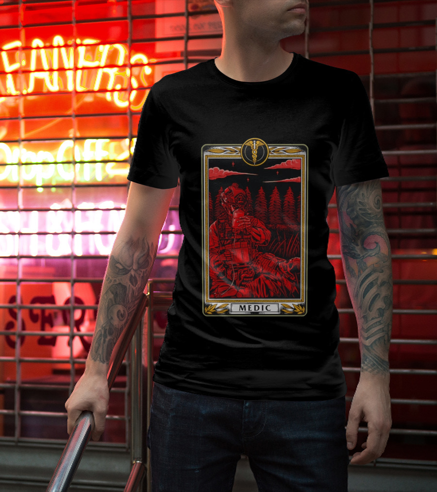 Medic Skeleton Soldier Tactical Card T-Shirt
