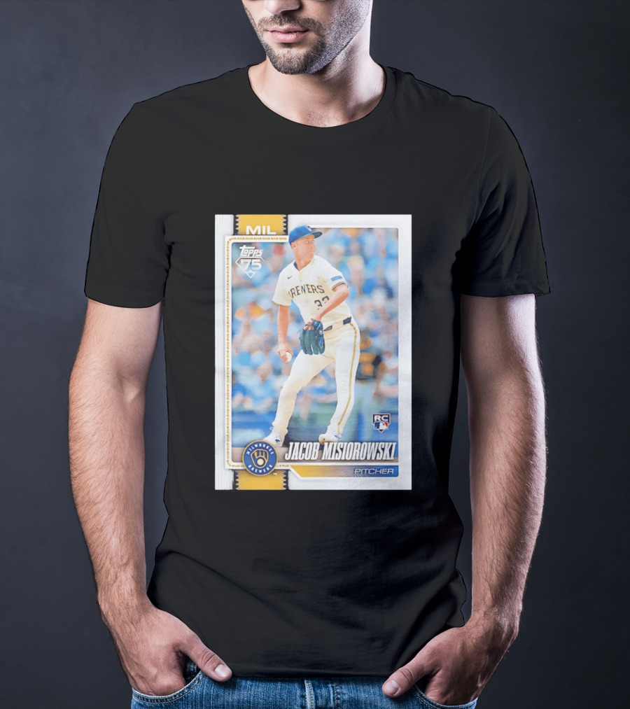 Topps 75 Milwaukee Brewers Jacob Misiorowski Rookie Card Pitcher T-Shirt