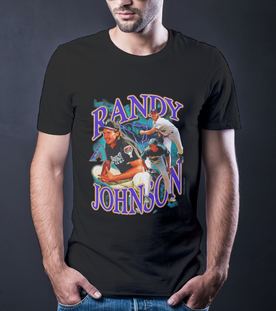 Randy Johnson Arizona Diamondbacks Collage Player '26 Lightning Pitcher T-Shirt
