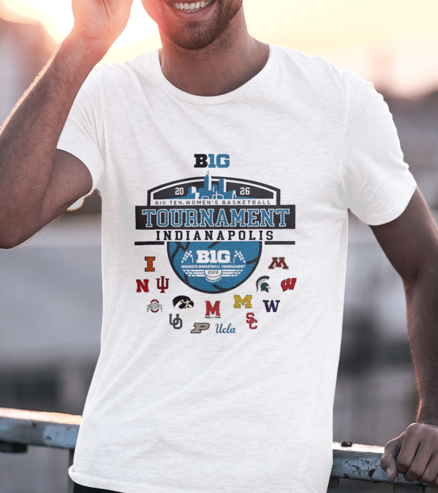 Big Ten 2026 Women's Basketball Tournament Indianapolis Team Logos T-Shirt