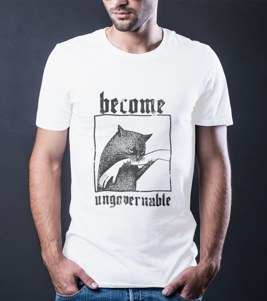 Become Ungovernable Black Cat Bit Hand T-Shirt