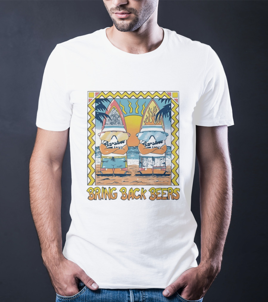 Barstool Surfer Gnomes Bring Back Beers Beach Scene T-Shirt