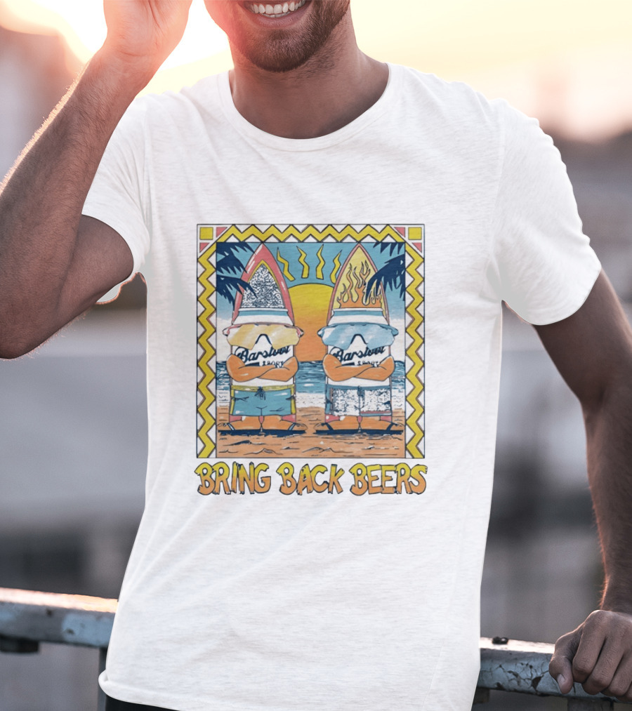 Barstool Surfer Gnomes Bring Back Beers Beach Scene T-Shirt
