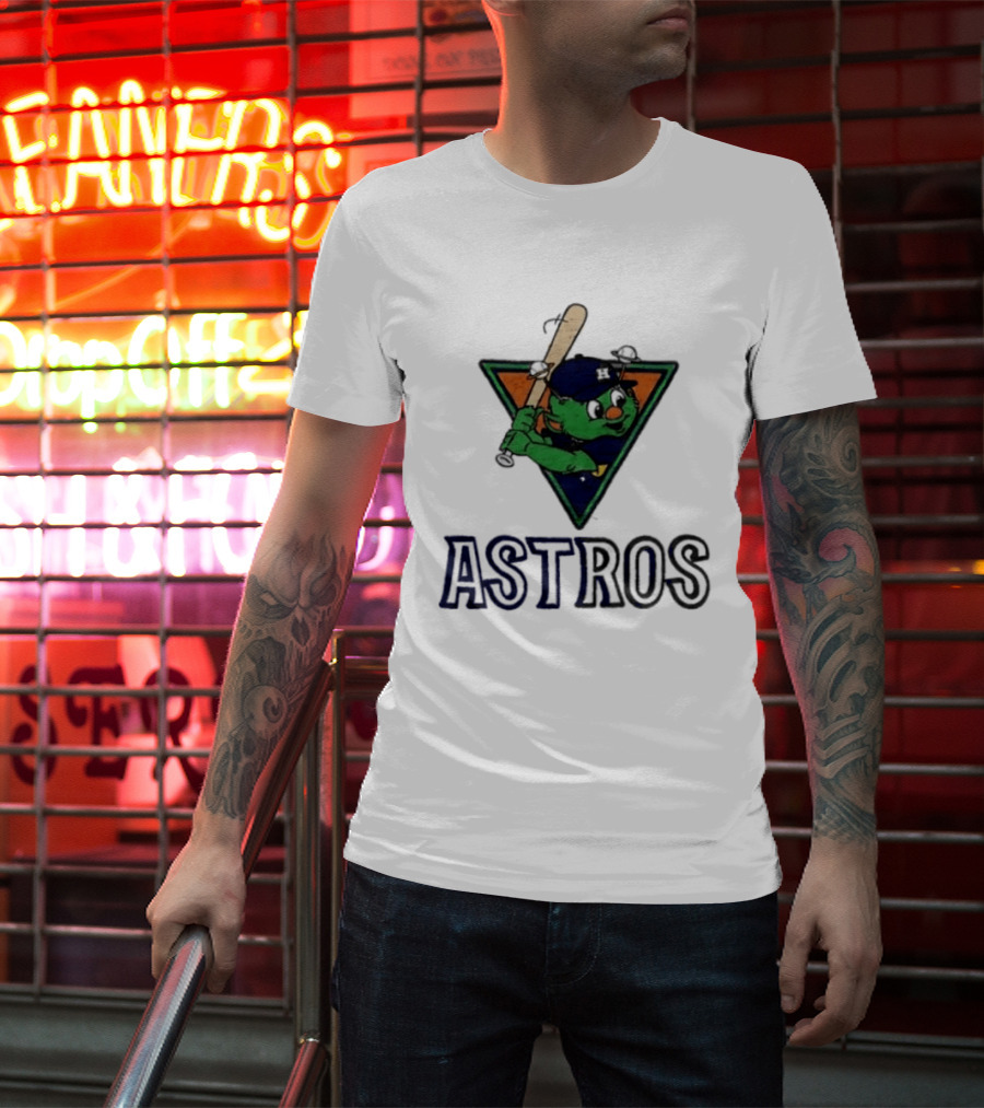 Astros Orbit Baseball Character Triangular Backdrop Homage T-Shirt